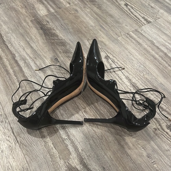 Jimmy Choo Vita 100 Lace Up Black Patent Leather Heels Shoes Pumps Size 38 - Picture 7 of 14